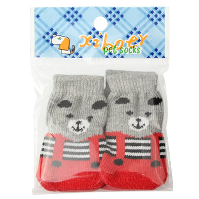 Cute Bear Pattern Pet Socks,Size:25x60mm(Magenta)
