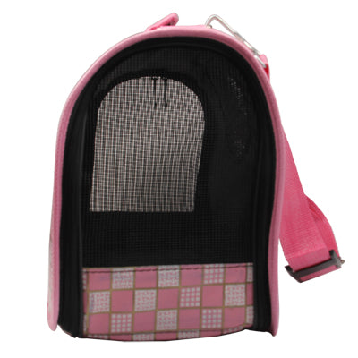 Grid Pattern Travel Totes Dog Carrier Bags, Small Size: 34 x 19 x 27cm(Pink)