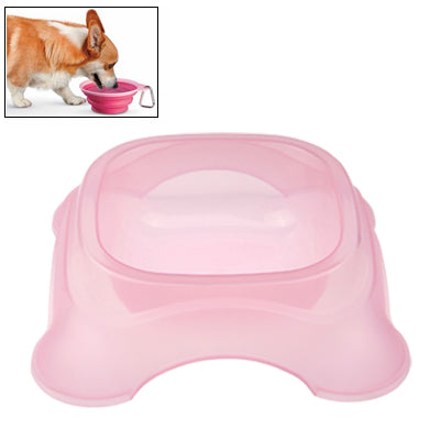High-quality Transparent Plastic Dog Bowl Pet Water Feed Bowl (Pink)