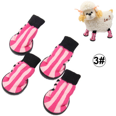 Cotton Pet Socks / Shoes with Rubber Non-slip Soles,Size:3(Magenta)