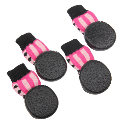 Cotton Pet Socks / Shoes with Rubber Non-slip Soles,Size:3(Magenta)