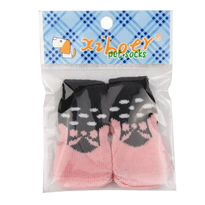 Cotton Non-slip Pet Socks,Size: M(Pink)