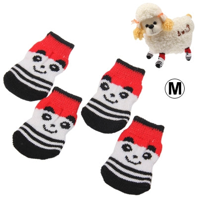 Cute Panda Pattern Cotton Non-slip Pet Socks, Size: M, Random Color Delivery