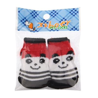 Cute Panda Pattern Cotton Non-slip Pet Socks, Size: M, Random Color Delivery