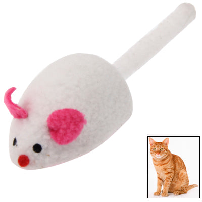 Flannelette Mouse Shape Pet Dog Cat Toy with Four Wheels (White)