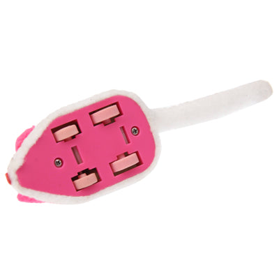 Flannelette Mouse Shape Pet Dog Cat Toy with Four Wheels (White)