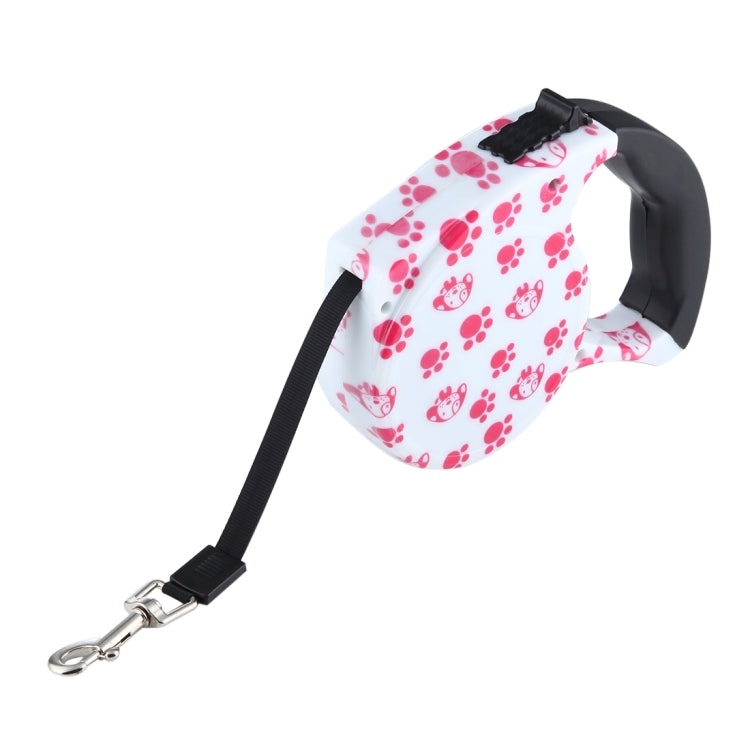 5m Pink Dog Footprint Pattern Easy Operation Retractable Dog Leash(Pink)