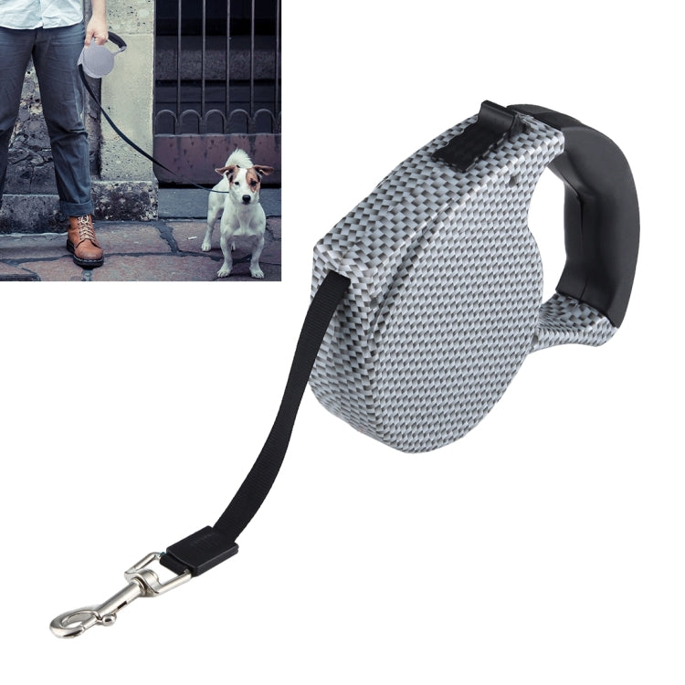 5m Black and White Grid Pattern Easy Operation Retractable Dog Leash(Black)