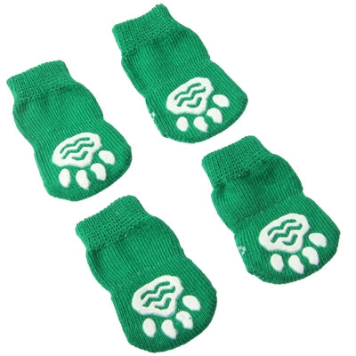 Cute Christmas Tree Pattern Cotton Non-slip Pet Christmas Socks,Size: M(Green)