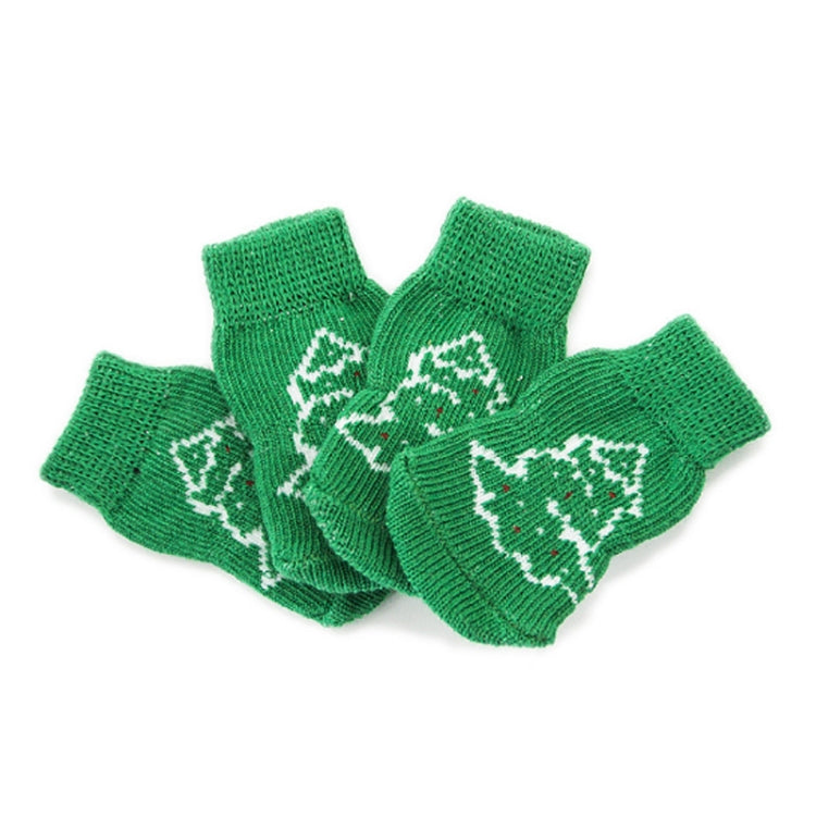 Cute Christmas Tree Pattern Cotton Non-slip Pet Christmas Socks(Green)