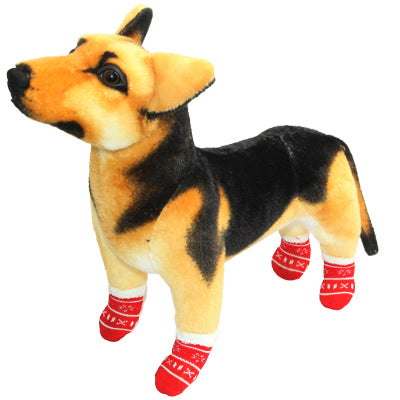Cute Snowflake Pattern Cotton Non-slip Pet Christmas Socks,Size: S(Red)