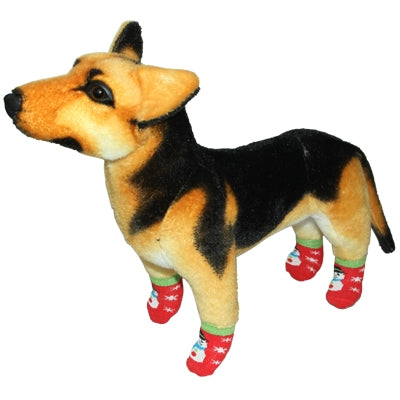 Cute Snowman Pattern Cotton Non-slip Pet Christmas Socks,Size: L(Red)