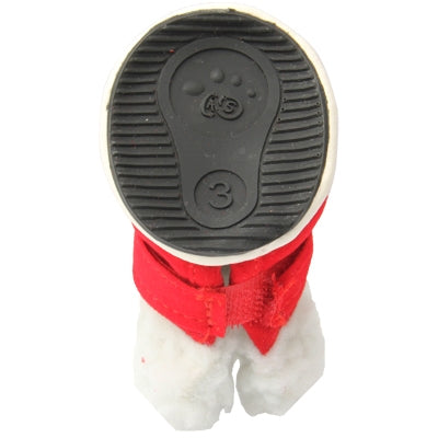 Warmly Christmas Plush Pet Shoes Dog Boots,Sizeï¼š3(Red)
