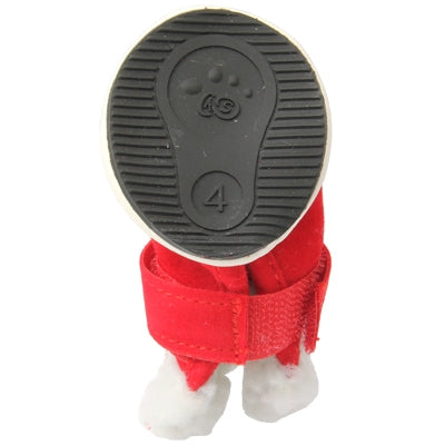 Warmly Christmas Plush Pet Shoes Dog Boots,Sizeï¼š4(Red)