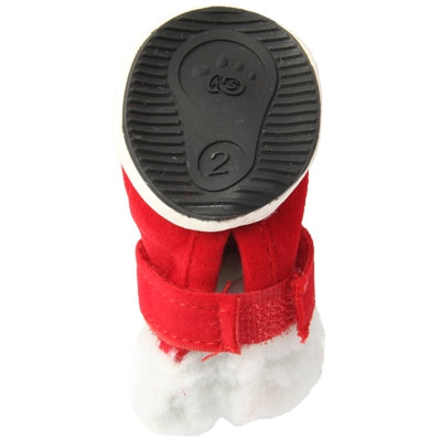 Warmly Christmas Plush Pet Shoes Dog Boots,Sizeï¼š2(Red)