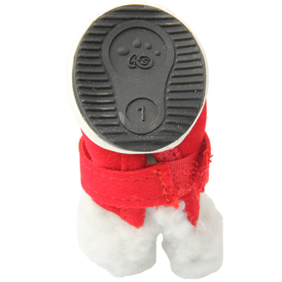 Warmly Christmas Plush Pet Shoes Dog Boots,Sizeï¼š1(Red)