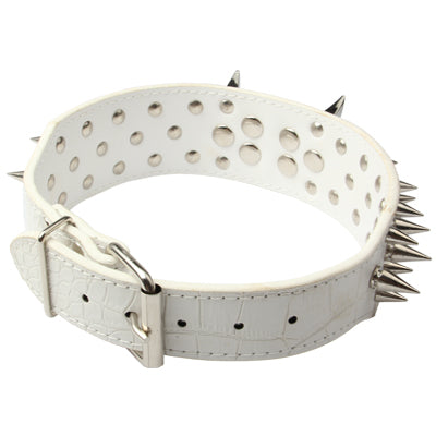 Adjustable Pet Dog PU Leather Rivet Spiked Studded Collar Buckle Neck Strap