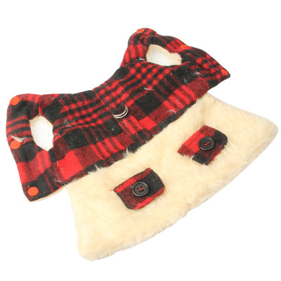 Red Grid Style Plush Clothes for Dog Pet