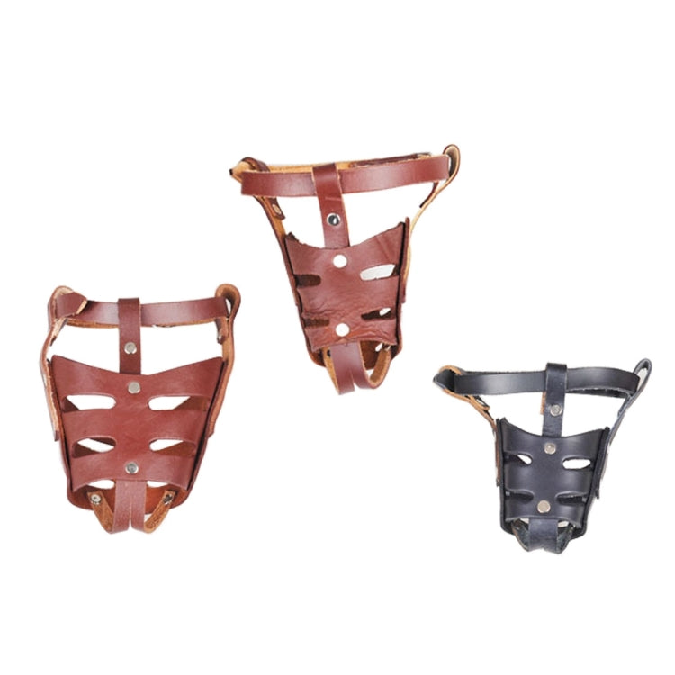 Adjustable Leather Basket Cage Muzzle for Pet Dog Fashion Muzzle, Size: L, Random Color Delivery