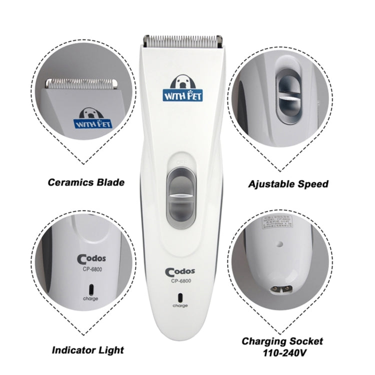 CP-6800 Pet Rechargeable Professional Hair Trimmer Clipper(Silver)