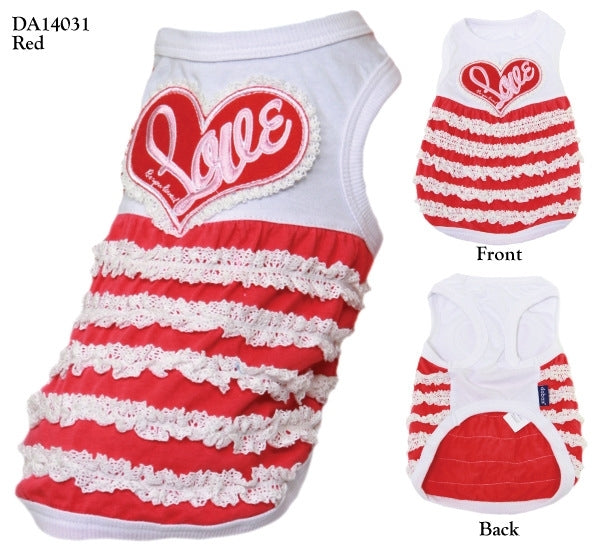 Cute Heart Pattern Pet Dress, Size: M, Back Length: 28cm, Chest: 42cm, Random Color Delivery