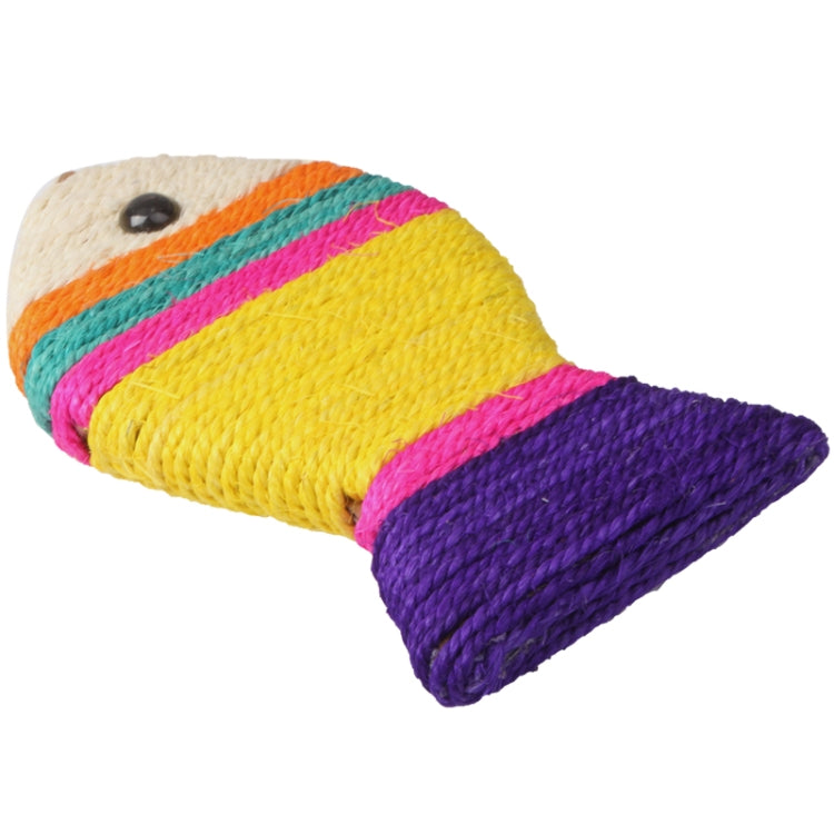 Attractive Sisal Fibre Fish Shaped Toy with Strap for Cat Pet, Random Color Delivery