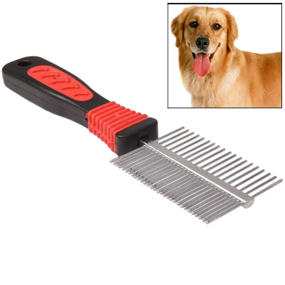 Double Sided Handy Stainless Steel Hair Coat Grooming Comb with Plastic Handle for Dog / Cat / Horses