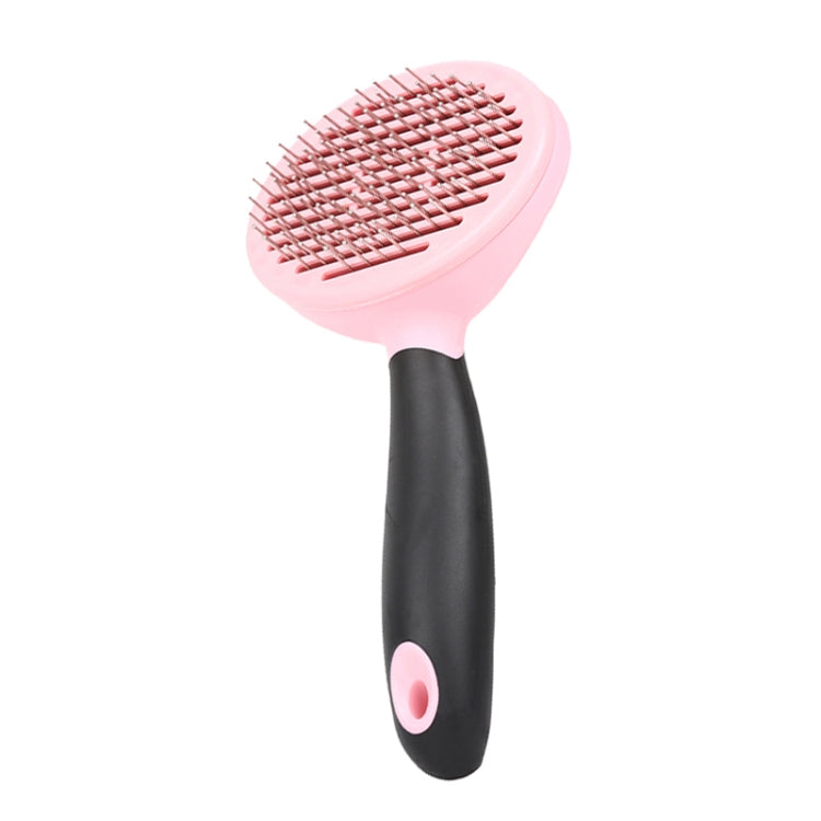 Handy Dog Grooming Hair Brush Self-Cleaning Pet Comb with Automatic Hair-Release(Pink)