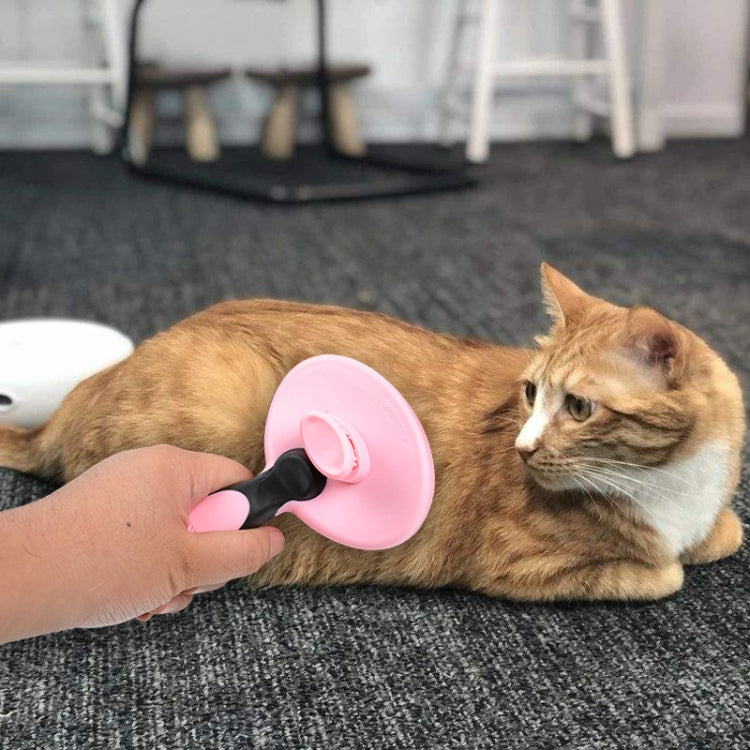 Handy Dog Grooming Hair Brush Self-Cleaning Pet Comb with Automatic Hair-Release(Pink)