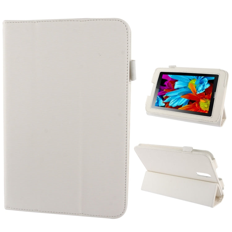 3-folding Toothpick Texture Horizontal Flip Leather Case for Huawei MediaPad 7(White)
