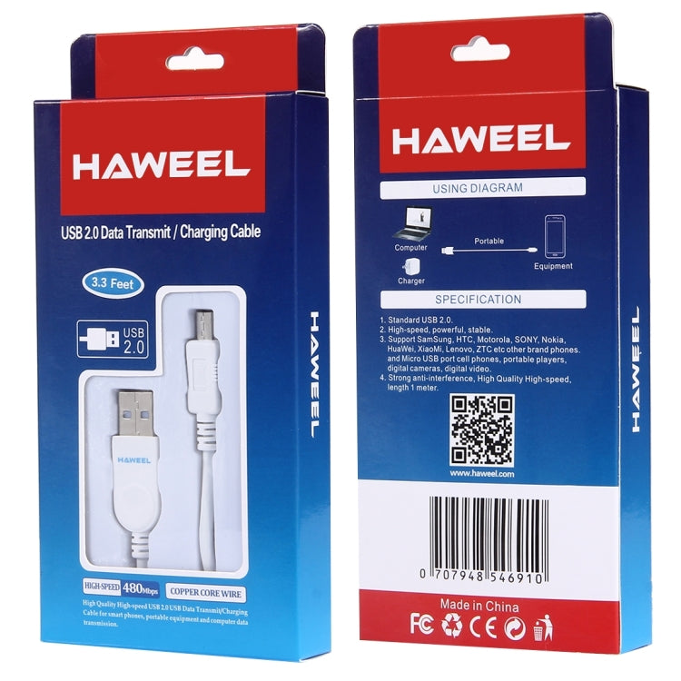 HAWEEL Micro USB to USB 2.0 Data / Charging Cable, Length: 1m(White)