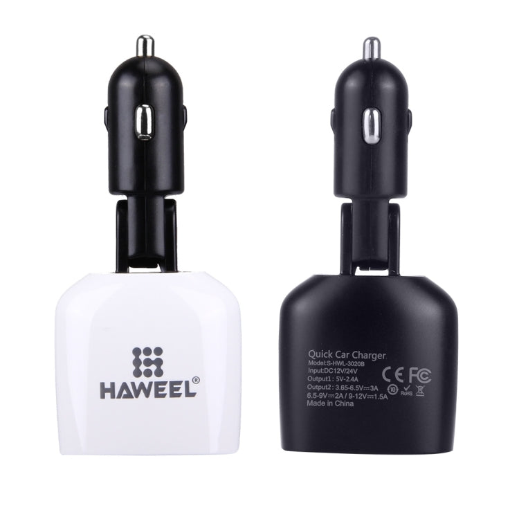 [UAE Warehouse] HAWEEL 3.4A Dual USB Ports LED Display QC 3.0 Quick Car Charger for Smartphone / Tablet PC, Support  FCP and AFC Fast Charging Protocol(Black)