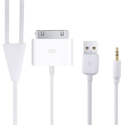 1.2m AUX Cable Car Audio / AUX Speaker Cable, For iPhone 4 & 4S, iPhone 3GS / 3G, iPad 3 / iPad 2 / iPad(White)