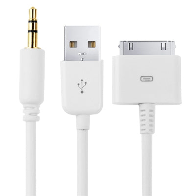 1.2m AUX Cable Car Audio / AUX Speaker Cable, For iPhone 4 & 4S, iPhone 3GS / 3G, iPad 3 / iPad 2 / iPad(White)