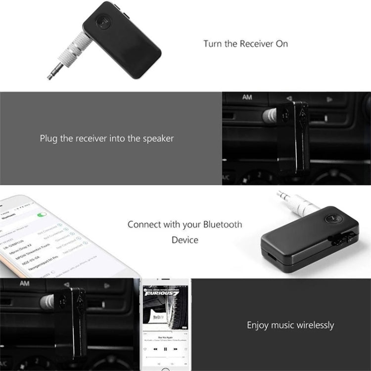 Link-CZBT03 Car Bluetooth Music Receiver with Stereo Output, Wireless Distance: 10m(Black)