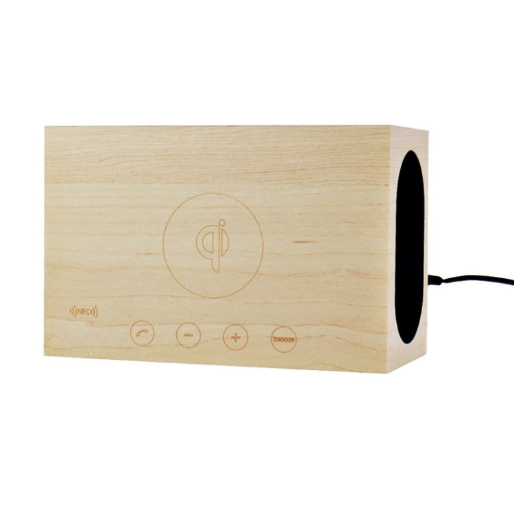 X5 Qi Wireless Charger Wooden LED Clock Bluetooth Speaker with Thermometer & Alarm Function(Beige)