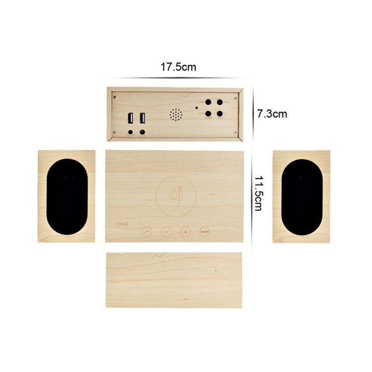 X5 Qi Wireless Charger Wooden LED Clock Bluetooth Speaker with Thermometer & Alarm Function(Beige)