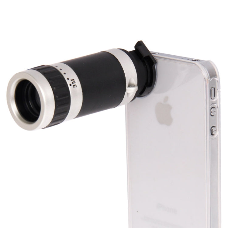 6X Zoom Lens Mobile Phone Telescope + Crystal Case for iPhone 4 & 4S(Black)