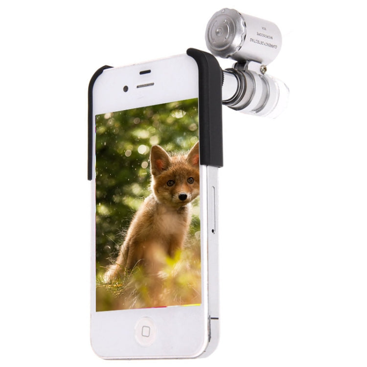 60X Zoom Cell Phone Portable Microscope with Flash Light (White, Purple) for iPhone 4 & 4S