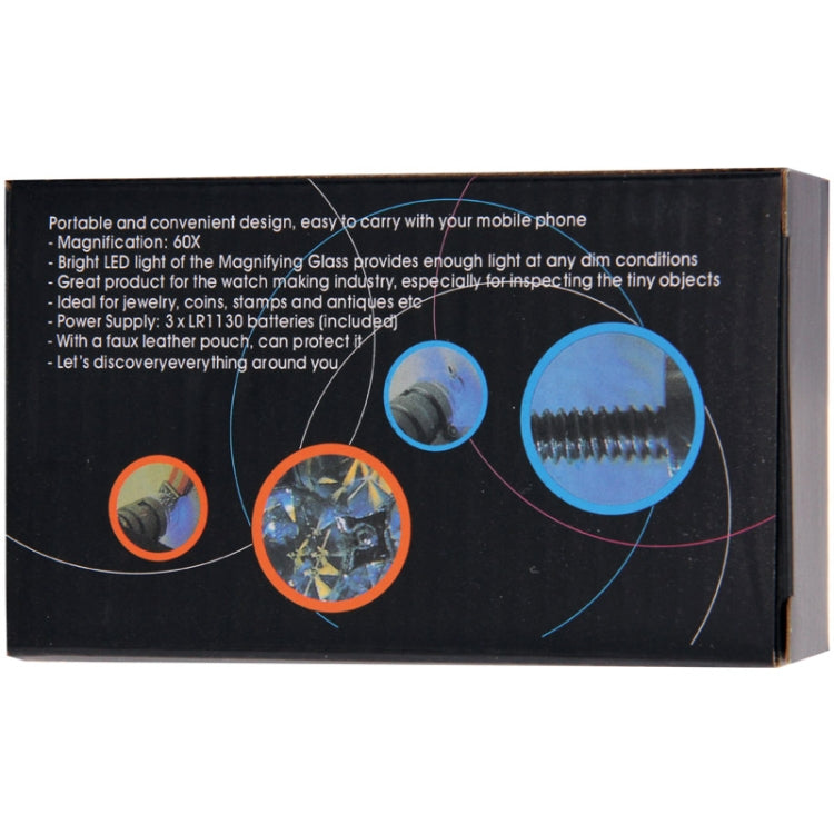 60X Zoom Cell Phone Portable Microscope with Flash Light (White, Purple) for iPhone 4 & 4S