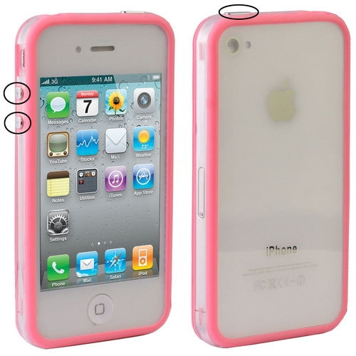 Bumper Frame TPU + PC Case with Keys for iPhone 4 & 4S