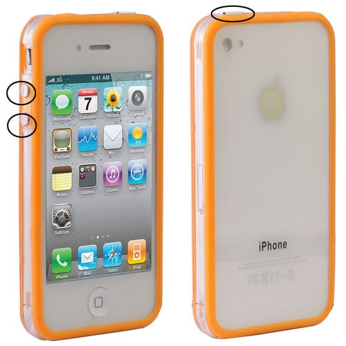 Bumper Frame TPU + PC Case with Keys for iPhone 4 & 4S