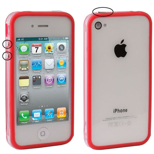 Bumper Frame TPU + PC Case with Keys for iPhone 4 & 4S