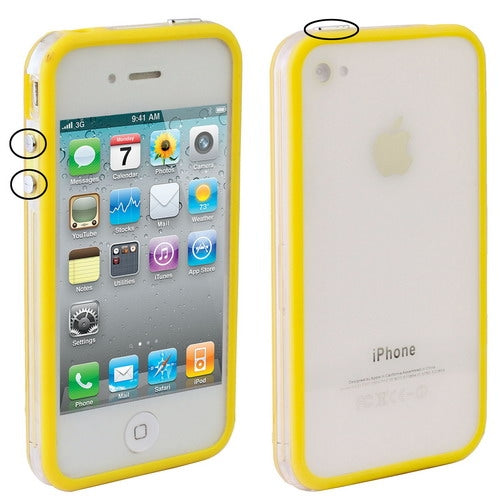 Bumper Frame TPU + PC Case with Keys for iPhone 4 & 4S