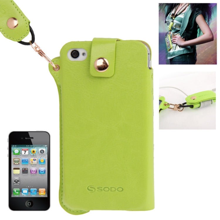 Crazy Horse Texture Touch Screen Vertical Style Leather Case with Lanyard & Earphone Windder for iPhone 4 & 4S