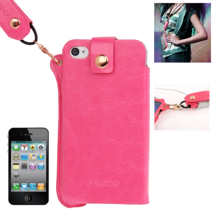 Crazy Horse Texture Touch Screen Vertical Style Leather Case with Lanyard & Earphone Windder for iPhone 4 & 4S