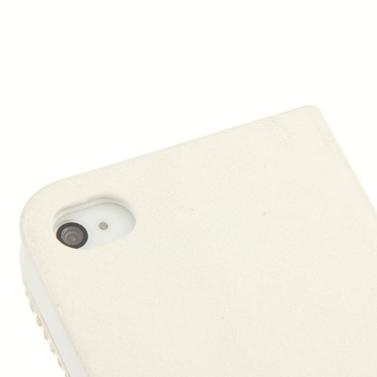 Bowknot Magnetic Buckle Diamond Encrusted Horizontal Flip Leather Case with Credit Card Slots & Holder for iPhone 4 & 4S