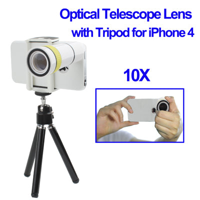 10X Zoom Optical Telescope Lens with Tripod for iPhone 4 & 4S