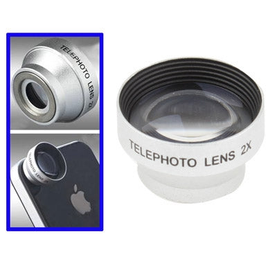 2X Telephoto Lens Detachable, Lens below Dia. 13mm, For iPhone, Galaxy, Huawei, Xiaomi, LG, HTC and Other Smart Phones(Silver)