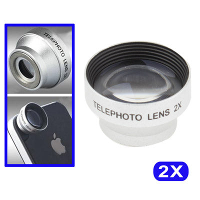2X Telephoto Lens Detachable, Lens below Dia. 13mm, For iPhone, Galaxy, Huawei, Xiaomi, LG, HTC and Other Smart Phones(Silver)